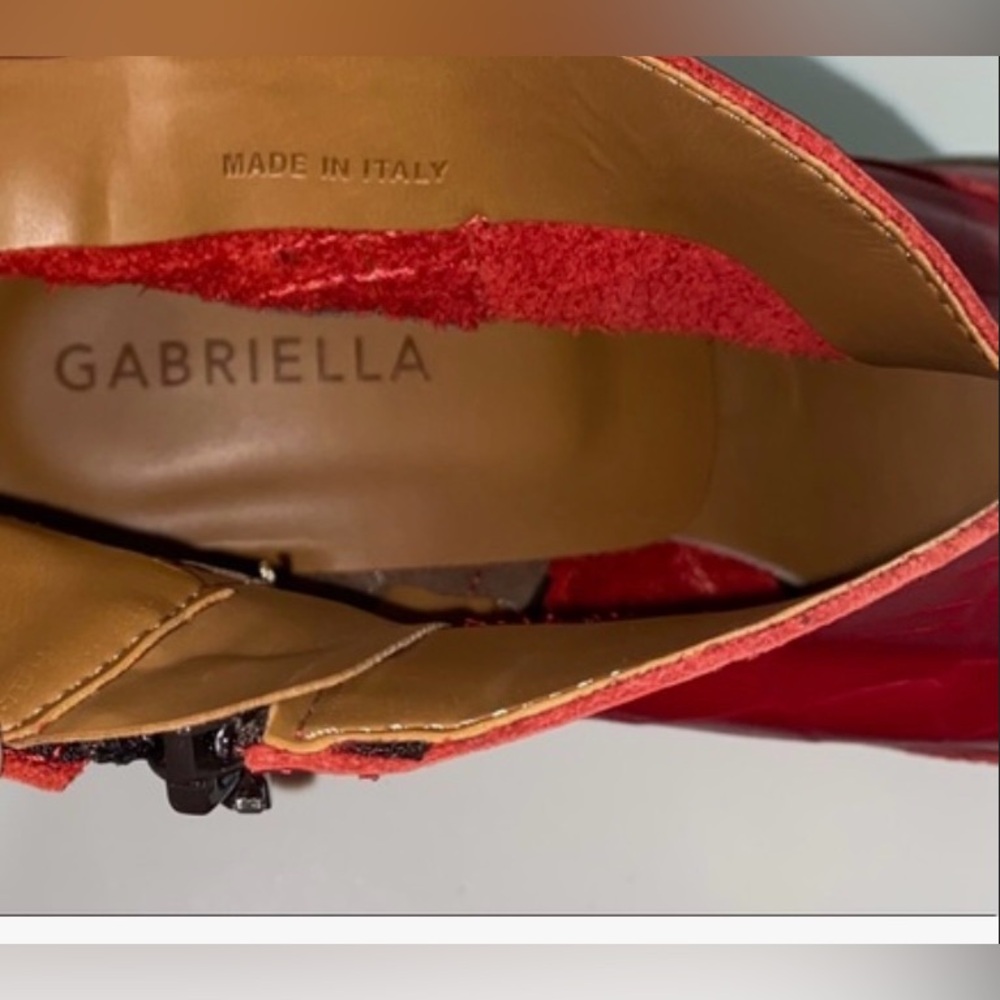 NWT GABRIELLA MADE IN ITALY RED LEATHER CROC EMBOSSED BOOTIES. SIZE: 38 - Picture 15 of 15